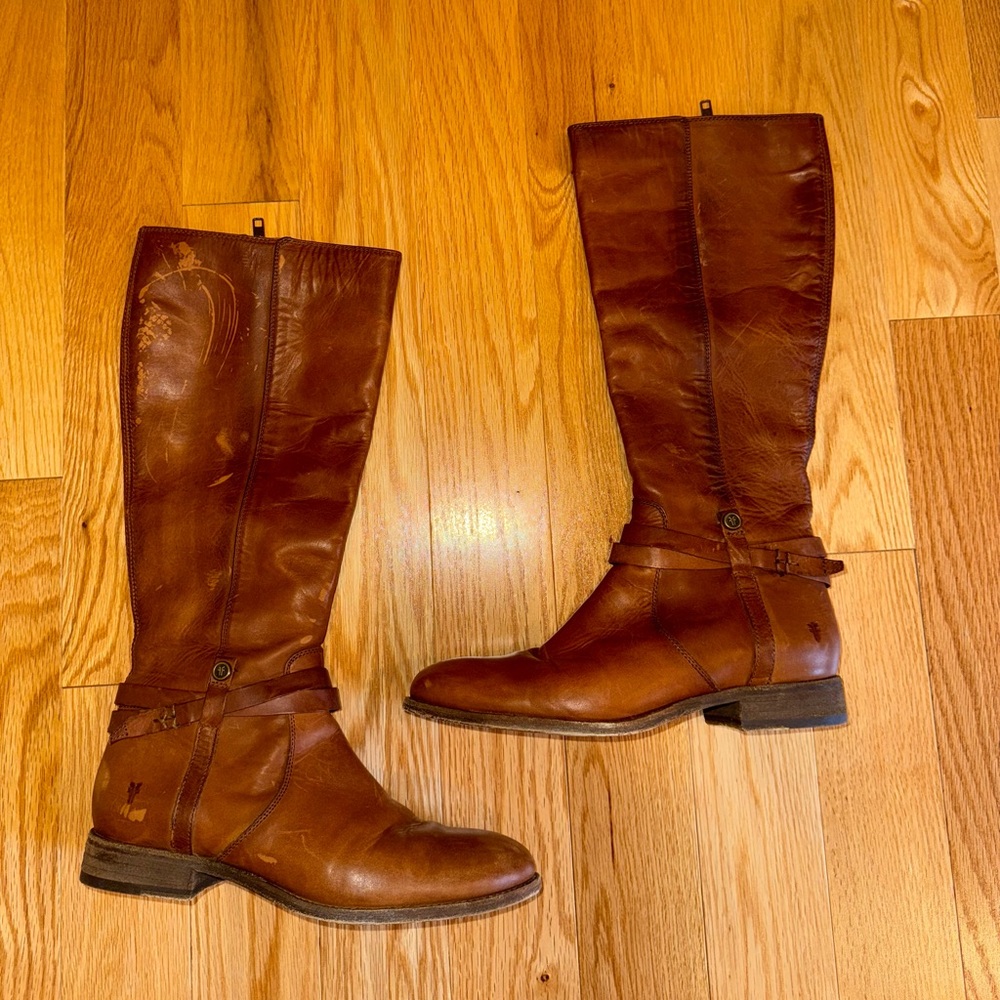 Frye Cognac Leather Over the Knee Boots